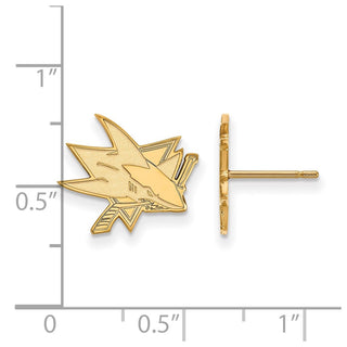 Sterling Silver Gold-plated NHL LogoArt San Jose Sharks Small Post Earrings