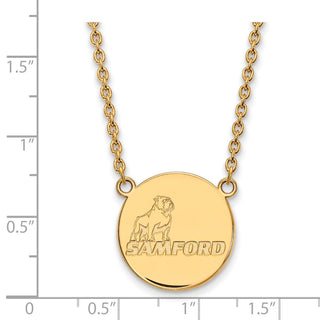 10k Gold LogoArt Samford University Large Disc Pendant 18 inch Necklace