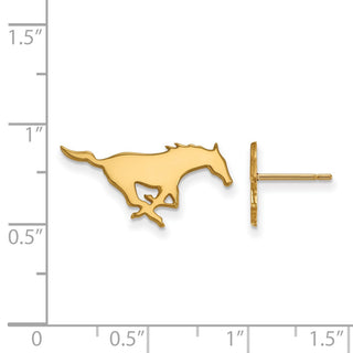 14k Gold LogoArt Southern Methodist University Mustang Small Post Earrings