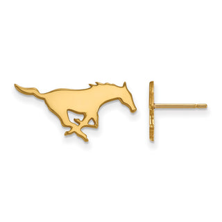 10k Gold LogoArt Southern Methodist University Mustang Small Post Earrings