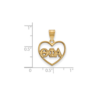Sterling Silver Gold-plated LogoArt Theta Phi Alpha Sorority Greek Letters Heart Pendant