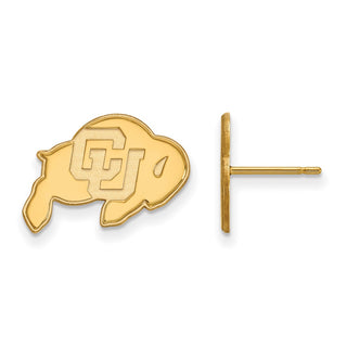 Sterling Silver Gold-plated LogoArt University of Colorado Buffalo Small Post Earrings