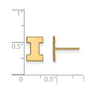 14k Gold LogoArt University of Illinois Letter I Extra Small Post Earrings
