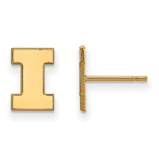 Sterling Silver Gold-plated LogoArt University of Illinois Letter I Extra Small Post Earrings
