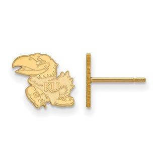 Sterling Silver Gold-plated LogoArt University of Kansas Jayhawk Extra Small Post Earrings GP008UKS