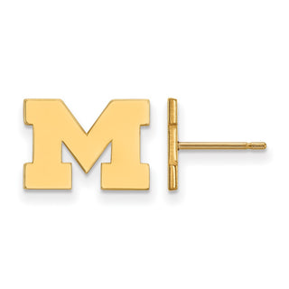 Sterling Silver Gold-plated LogoArt University of Michigan Letter M Extra Small Post Earrings