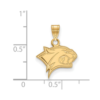 Sterling Silver Gold-plated LogoArt University of New Hampshire Wildcat Small Pendant