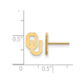 10k Gold LogoArt University of Oklahoma O-U Extra Small Post Earrings