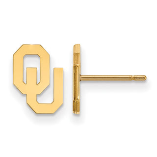 Sterling Silver Gold-plated LogoArt University of Oklahoma O-U Extra Small Post Earrings