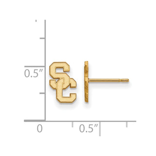 Sterling Silver Gold-plated LogoArt University of Southern California S-C Extra Small Post Earrings