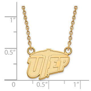 Sterling Silver Gold-plated LogoArt University of Texas at El Paso Sm Pendant 18 inch Necklace