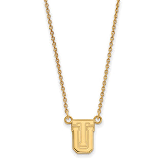 Sterling Silver Gold-plated LogoArt University of Tulsa T-U Small Pendant 18 inch Necklace