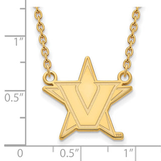 10k Yellow Gold LogoArt Vanderbilt University Large Pendant w/Necklace