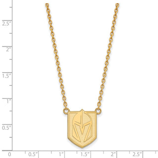 Sterling Silver Gold-plated NHL LogoArt NHL Vegas Golden Knights Large Pendant 18 inch Necklace