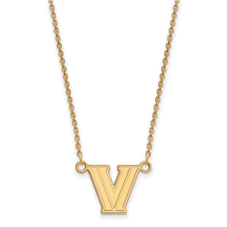 14k Gold LogoArt Villanova University Letter V Small Pendant 18 inch Necklace