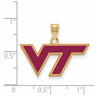 Sterling Silver Gold-plated LogoArt Virginia Tech V-T Medium Enameled Pendant