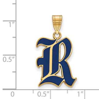 Sterling Silver Gold-plated LogoArt Rice University Letter R Large Enameled Pendant