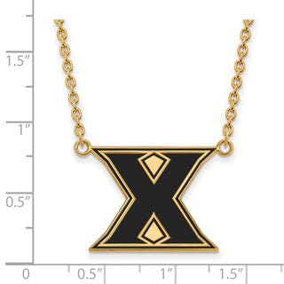 Sterling Silver Gold-plated LogoArt Xavier University Letter X Large Enameled Pendant 18 inch Necklace