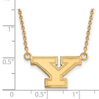 14k Gold LogoArt Youngstown State University Letter Y Small Pendant 18 inch Necklace