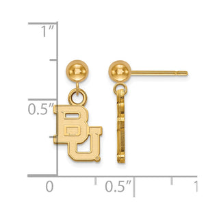 14k Gold LogoArt Baylor University Bears Dangle Ball Post Earrings