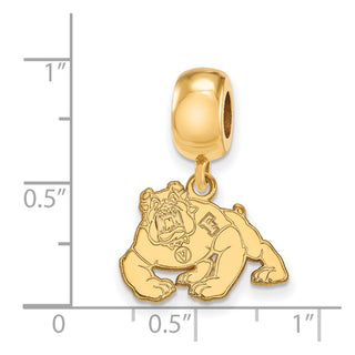 Sterling Silver Gold-plated LogoArt California State University Fresno Bulldog Small Dangle Bead Charm