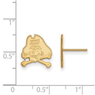 10k Gold LogoArt East Carolina University Pirate Small Post Earrings 1Y009ECU