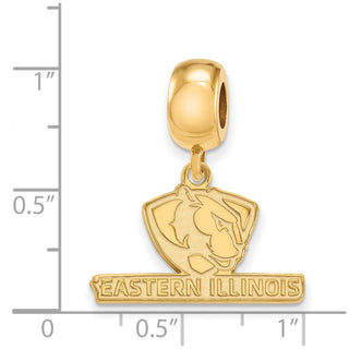 Sterling Silver Gold-plated LogoArt Eastern Illinois University Small Dangle Bead Charm