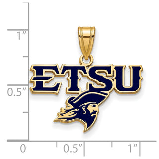 Sterling Silver Gold-plated Enameled LogoArt East Tennessee State U. Medium Pendant