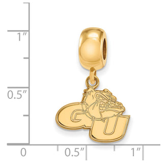 Sterling Silver Gold-plated LogoArt Gonzaga University G-U Bulldog Small Dangle Bead Charm