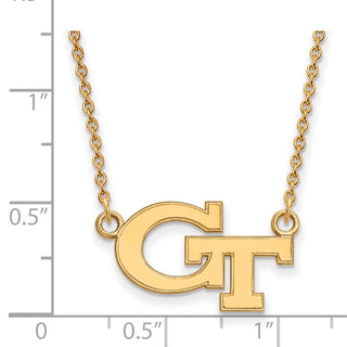 10k Gold LogoArt Georgia Institute of Technology G-T Small Pendant 18 inch Necklace