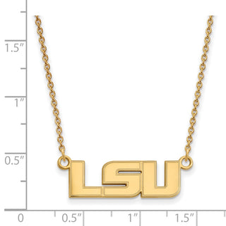 10k Gold LogoArt Louisiana State University L-S-U Small Pendant 18 inch Necklace