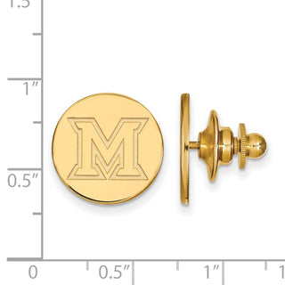 Sterling Silver Gold-plated LogoArt Miami University Ohio Letter M Lapel Pin