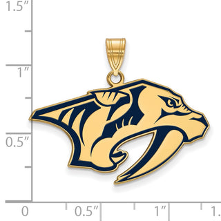 Sterling Silver Gold-plated NHL LogoArt Nashville Predators Large Enameled Pendant