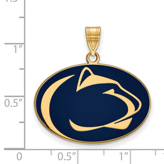 Sterling Silver Gold-plated LogoArt Penn State University Lion Large Enameled Pendant