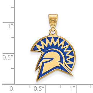 Sterling Silver Gold-plated LogoArt San Jose State University Spartan Large Enameled Pendant