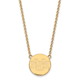 Sterling Silver Gold-plated LogoArt University of New Mexico Large Pendant 18 inch Necklace GP009UNM-18