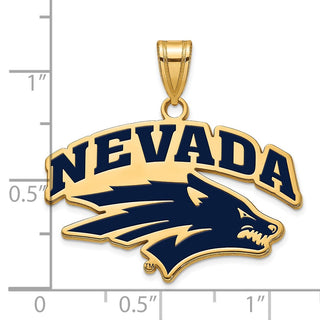 Sterling Silver Gold-plated LogoArt University of Nevada-Reno Large Enameled Pendant
