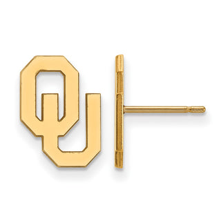 Sterling Silver Gold-plated LogoArt University of Oklahoma O-U Small Post Earrings