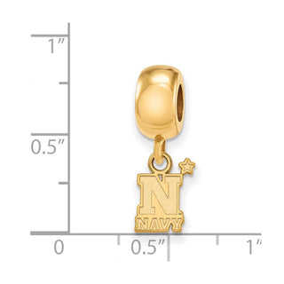 Sterling Silver Gold-plated LogoArt US Naval Academy Extra Small Dangle Bead Charm