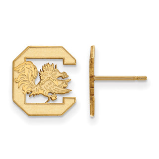Sterling Silver Gold-plated LogoArt University of South Carolina Small Post Earrings