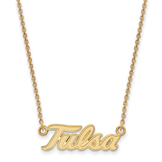 Sterling Silver Gold-plated LogoArt University of Tulsa T-U Large Pendant 18 inch Necklace