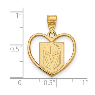 Sterling Silver Gold-plated NHL LogoArt NHL Vegas Golden Knights Heart Pendant