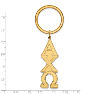 Sterling Silver Gold-plated LogoArt Alpha Chi Omega Sorority Greek Letters Key Ring