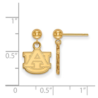 14k Gold LogoArt Auburn University A-U Dangle Ball Post Earrings