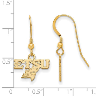 Sterling Silver Gold-plated LogoArt East Tennessee State U. XS Dangle Earrings