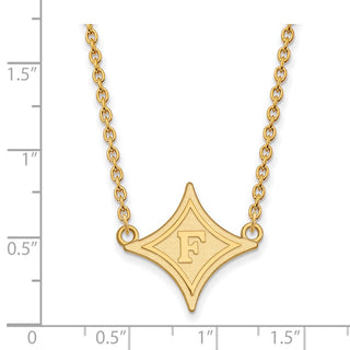10k Gold LogoArt Furman University Large Pendant 18 inch Necklace