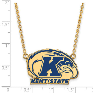 Sterling Silver Gold-plated LogoArt Kent State University Large Enameled Pendant 18 inch Necklace