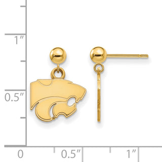 14k Gold LogoArt Kansas State University Wildcat Dangle Ball Post Earrings
