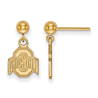 Sterling Silver Gold-plated LogoArt The Ohio State University Dangle Ball Post Earrings
