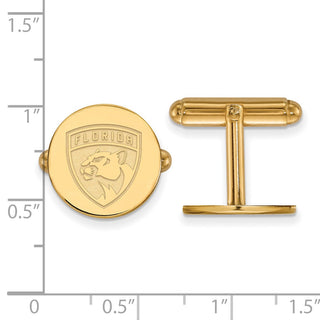 Sterling Silver Gold-plated NHL LogoArt Florida Panthers Cuff Links